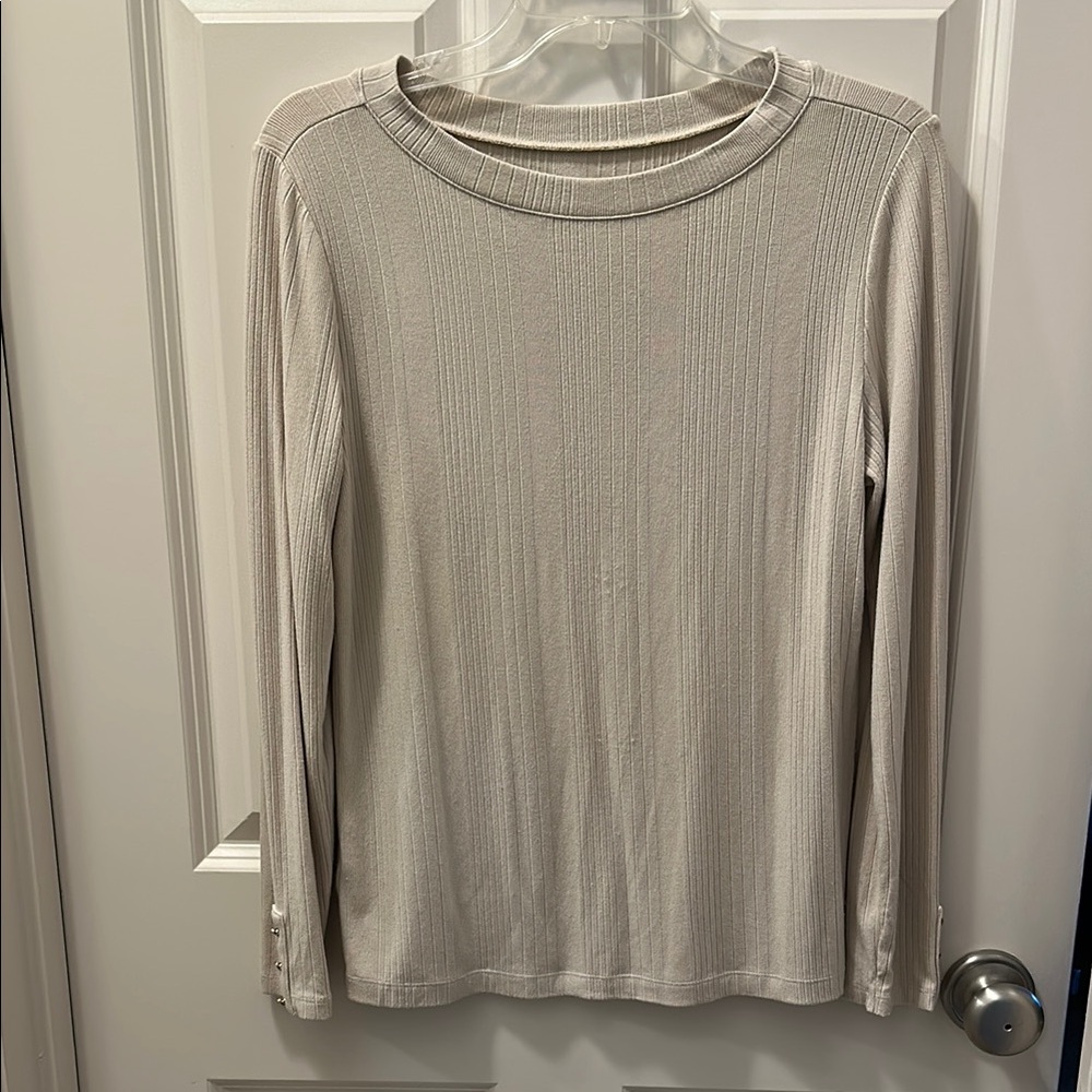 Loft Outlet Cream Long Sleeve Top